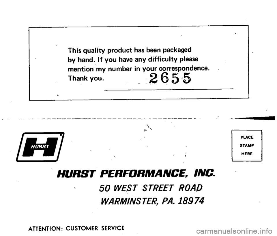 DATSUN B110 1973 Service Repair Manual
IN
This
quality
product
has
been
packaged
by
hand
If
you
have
any
difficulty
please
mention
my
number
in
your
correspondence
Thank
you
2655
HURST
PERFORMANCE
INC
50
WEST
DATSUN B110 1973 Service Repair Manual
IN
This
quality
product
has
been
packaged
by
hand
If
you
have
any
difficulty
please
mention
my
number
in
your
correspondence
Thank
you
2655
HURST
PERFORMANCE
INC
50
WEST