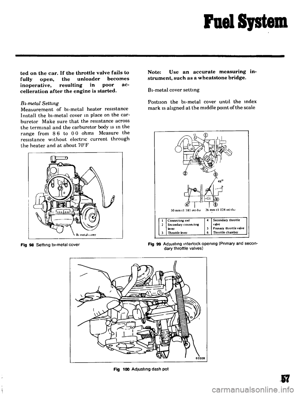 DATSUN B110 1969 Service Workshop Manual
Fuel
Sptem
ted
on
the
car
If
the
throttle
valve
fails
to
fully
open
the
unIoader
becomes
inoperative
resulting
in
poor
ac
celleration
after
the
engine
is
started
Note
Use DATSUN B110 1969 Service Workshop Manual
Fuel
Sptem
ted
on
the
car
If
the
throttle
valve
fails
to
fully
open
the
unIoader
becomes
inoperative
resulting
in
poor
ac
celleration
after
the
engine
is
started
Note
Use