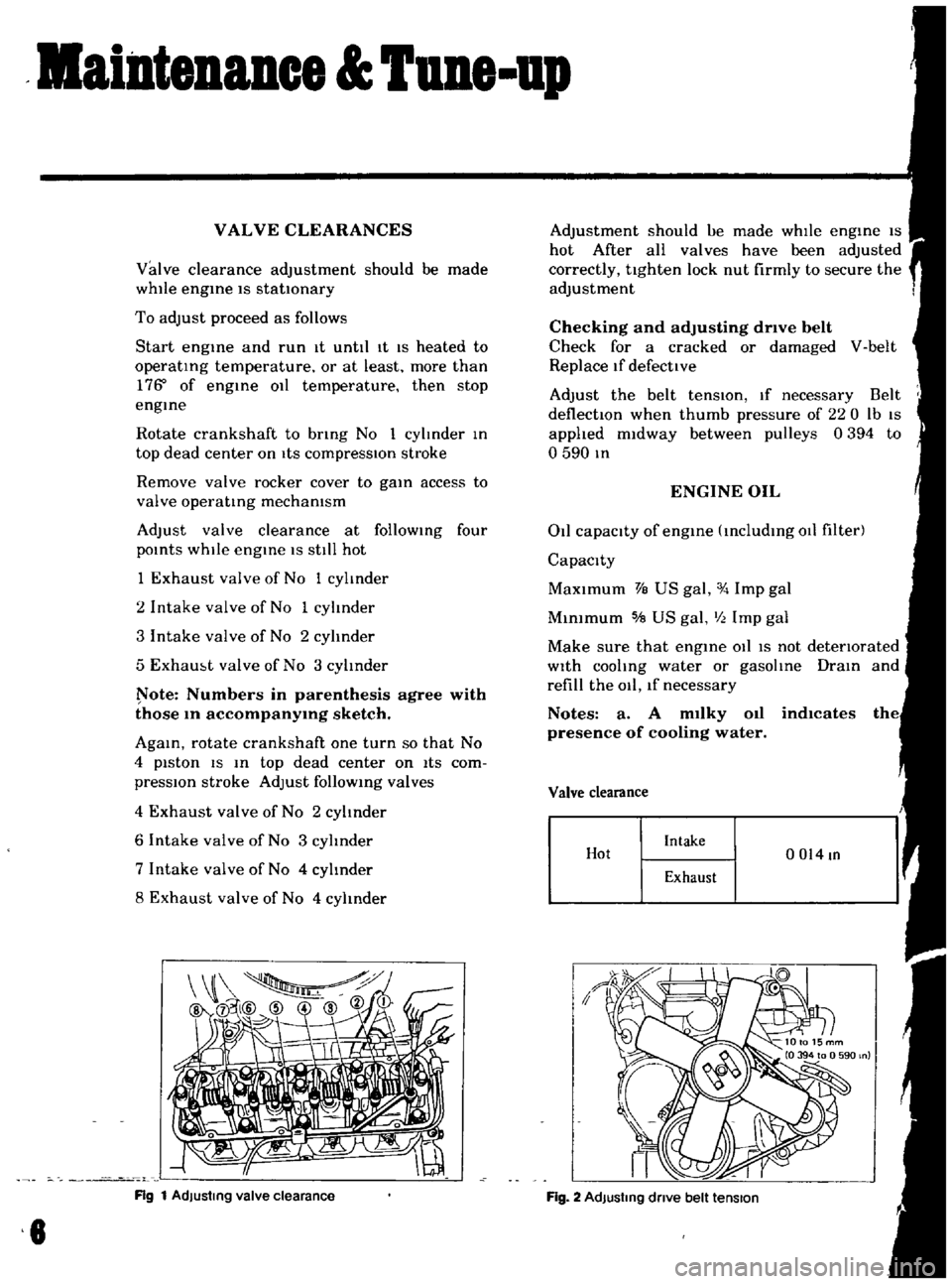 DATSUN B110 1969 Service Repair Manual
ainteDaDee
TUDe
up
VAL
VE
CLEARANCES
Valve
clearance
adjustment
should
be
made
while
engme
IS
stationary
To
adjust
proceed
as
follows
Start
engme
and
run
It
until
It
IS
h DATSUN B110 1969 Service Repair Manual
ainteDaDee
TUDe
up
VAL
VE
CLEARANCES
Valve
clearance
adjustment
should
be
made
while
engme
IS
stationary
To
adjust
proceed
as
follows
Start
engme
and
run
It
until
It
IS
h