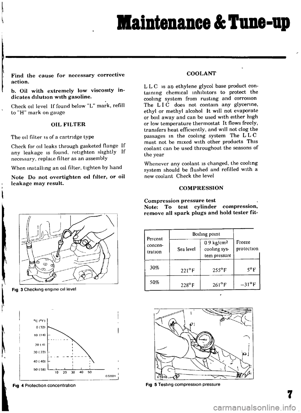 DATSUN B110 1969 Service Repair Manual
aintenIDce
une
up
Find
the
cause
for
necessary
corrective
action
b
Oil
with
extremely
low
viscosity
in
dicates
dllutton
with
gasoline
Check
011
level
If
found
below
L
mark DATSUN B110 1969 Service Repair Manual
aintenIDce
une
up
Find
the
cause
for
necessary
corrective
action
b
Oil
with
extremely
low
viscosity
in
dicates
dllutton
with
gasoline
Check
011
level
If
found
below
L
mark