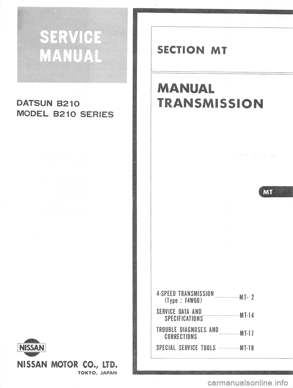 DATSUN B210 1976 Service Repair Manual DATSUN B210 1976 Service Repair Manual
