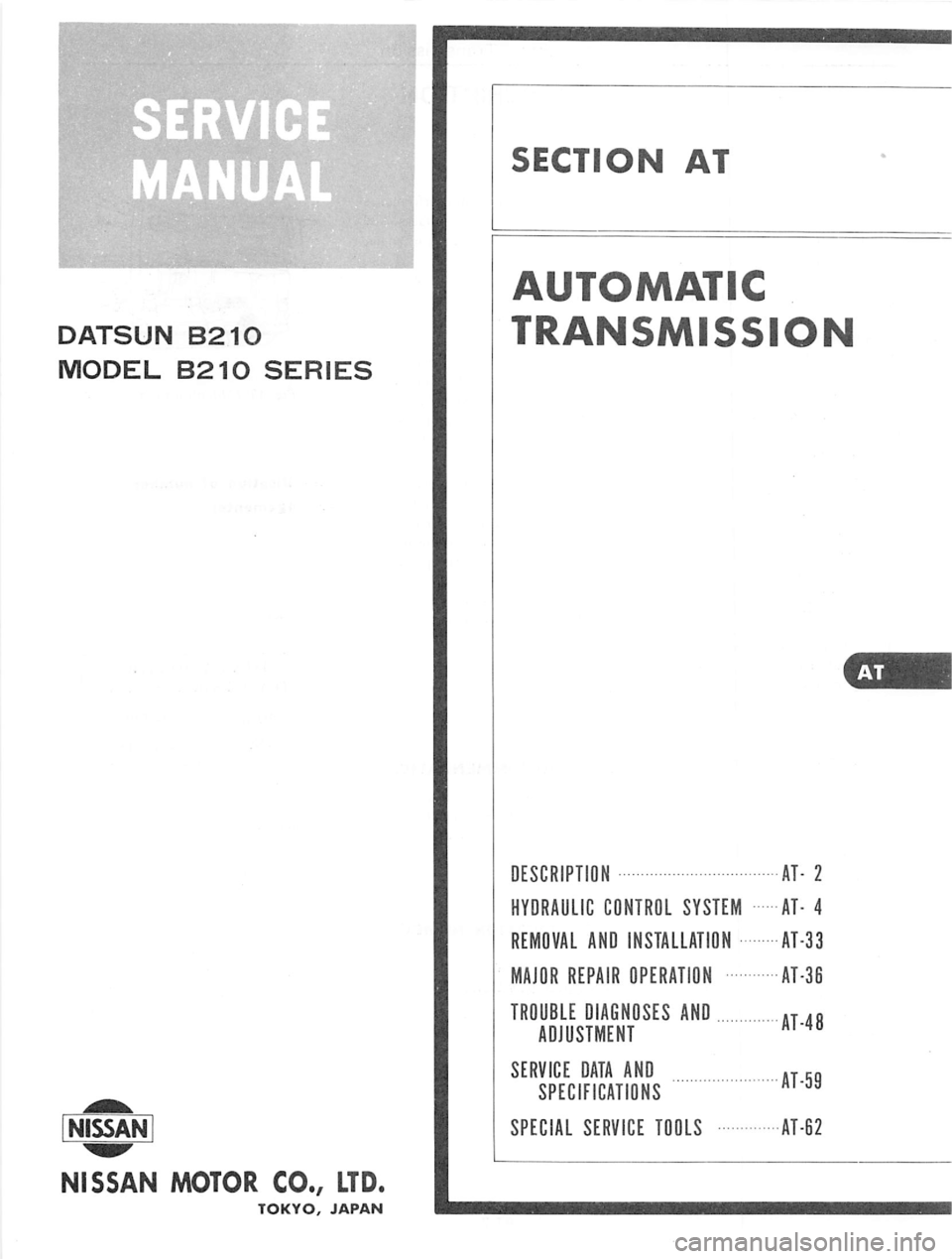 DATSUN B210 1976 Service Repair Manual DATSUN B210 1976 Service Repair Manual