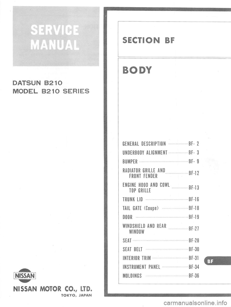 DATSUN B210 1976 Service Repair Manual DATSUN B210 1976 Service Repair Manual