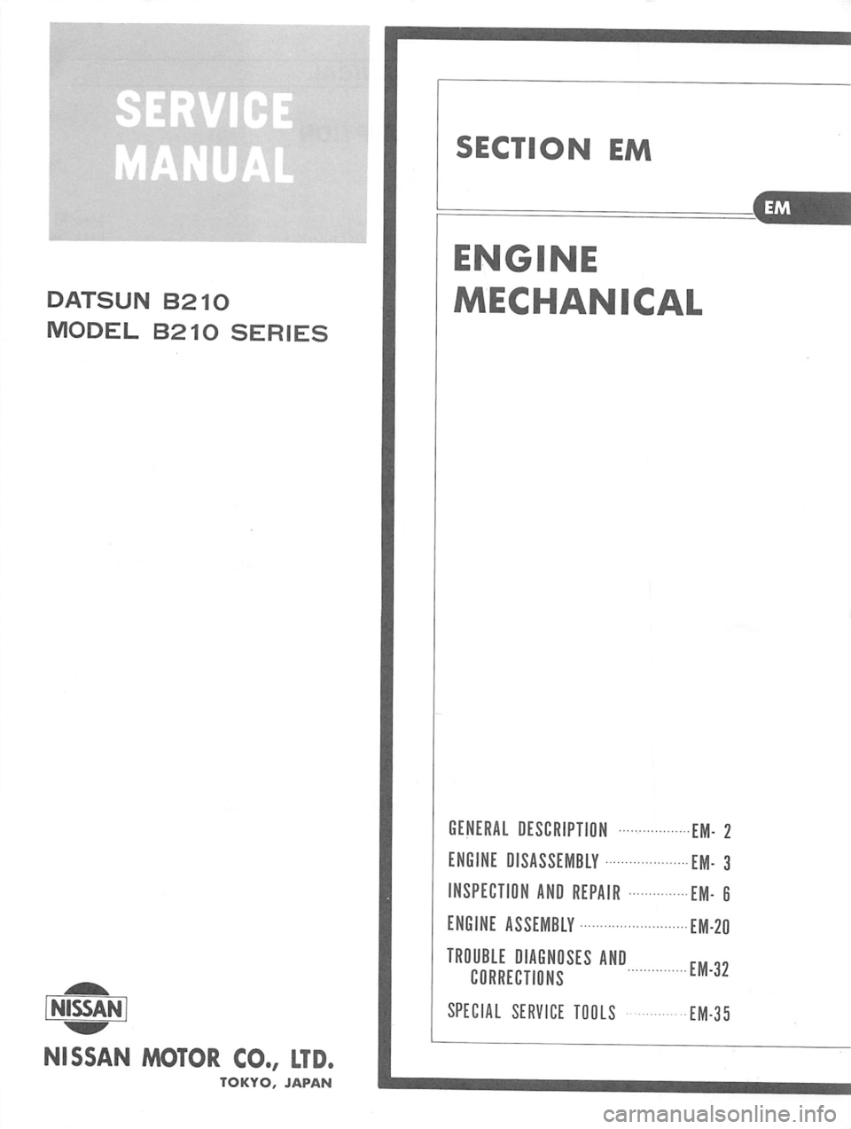 DATSUN B210 1976  Service Service Manual 
