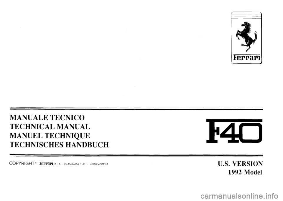 FERRARI F40 1992  Service Repair Manual 