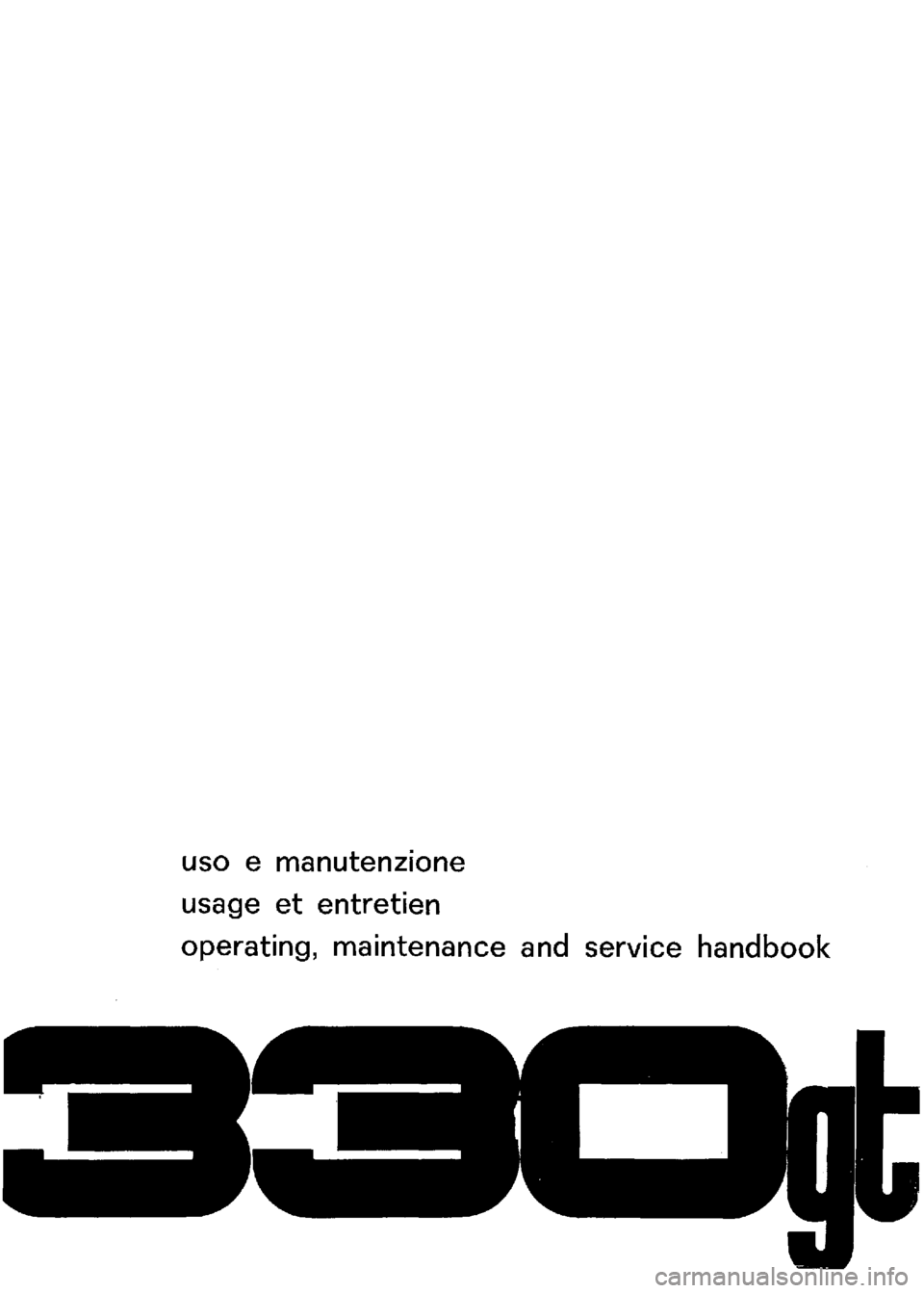 FERRARI 330 GT 1964 Owners Manual FERRARI 330 GT 1964 Owners Manual