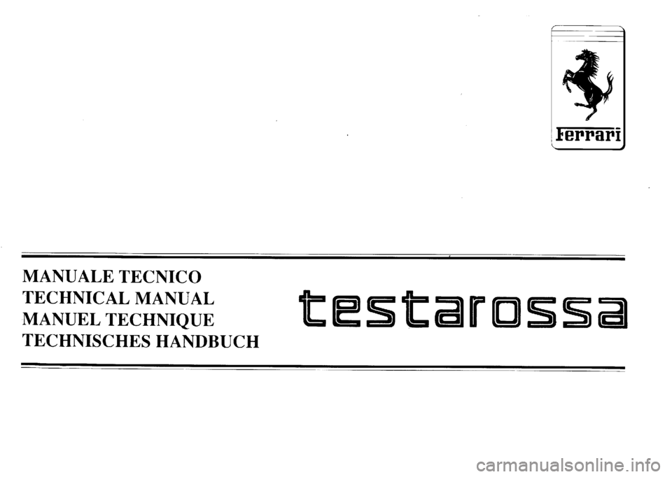 FERRARI TESTAROSSA 1990  Owners Manual 