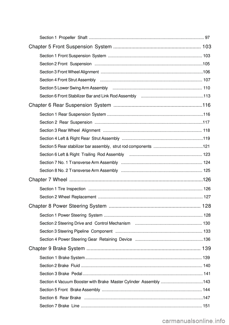 GEELY CK 2008  Workshop Manual Section 1  Propeller Shaft.................................................................................................. 97Chapter 5 Front Suspension System........................................