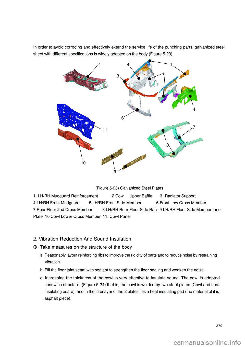 GEELY CK 2008 Owners Guide 379In order to avoid corroding and effectively extend the service life of the punching parts, galvanized steel
sheet with different specifications is widely adopted on the body (Figure 5-23).
(Figure GEELY CK 2008 Owners Guide 379In order to avoid corroding and effectively extend the service life of the punching parts, galvanized steel
sheet with different specifications is widely adopted on the body (Figure 5-23).
(Figure