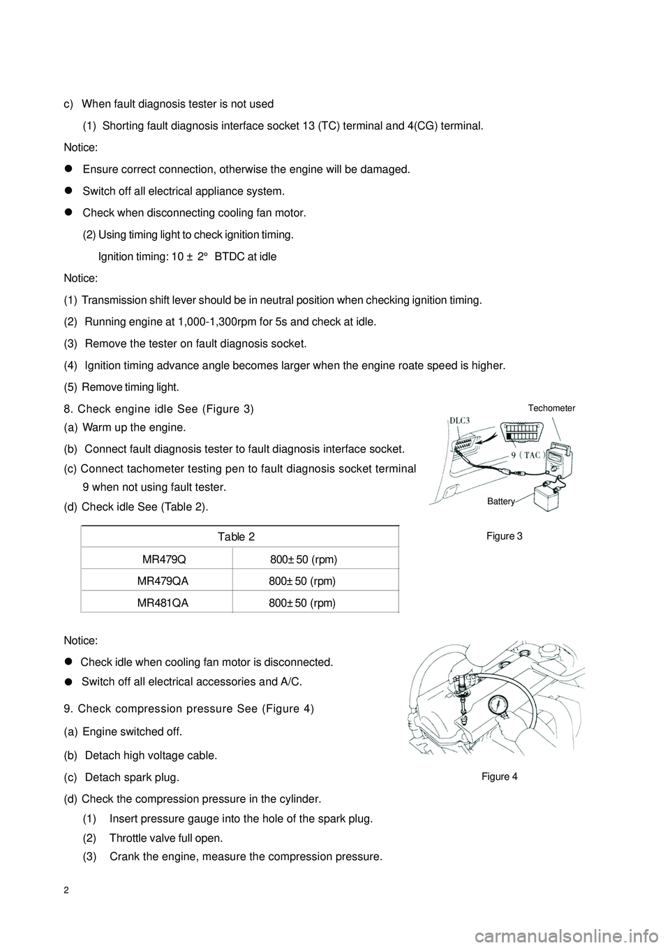 GEELY CK 2008  Workshop Manual 2c) When fault diagnosis tester is not used
(1)  Shorting fault diagnosis interface socket 13 (TC) terminal and 4(CG) terminal.
Notice:
�zEnsure correct connection, otherwise the engine will be damage