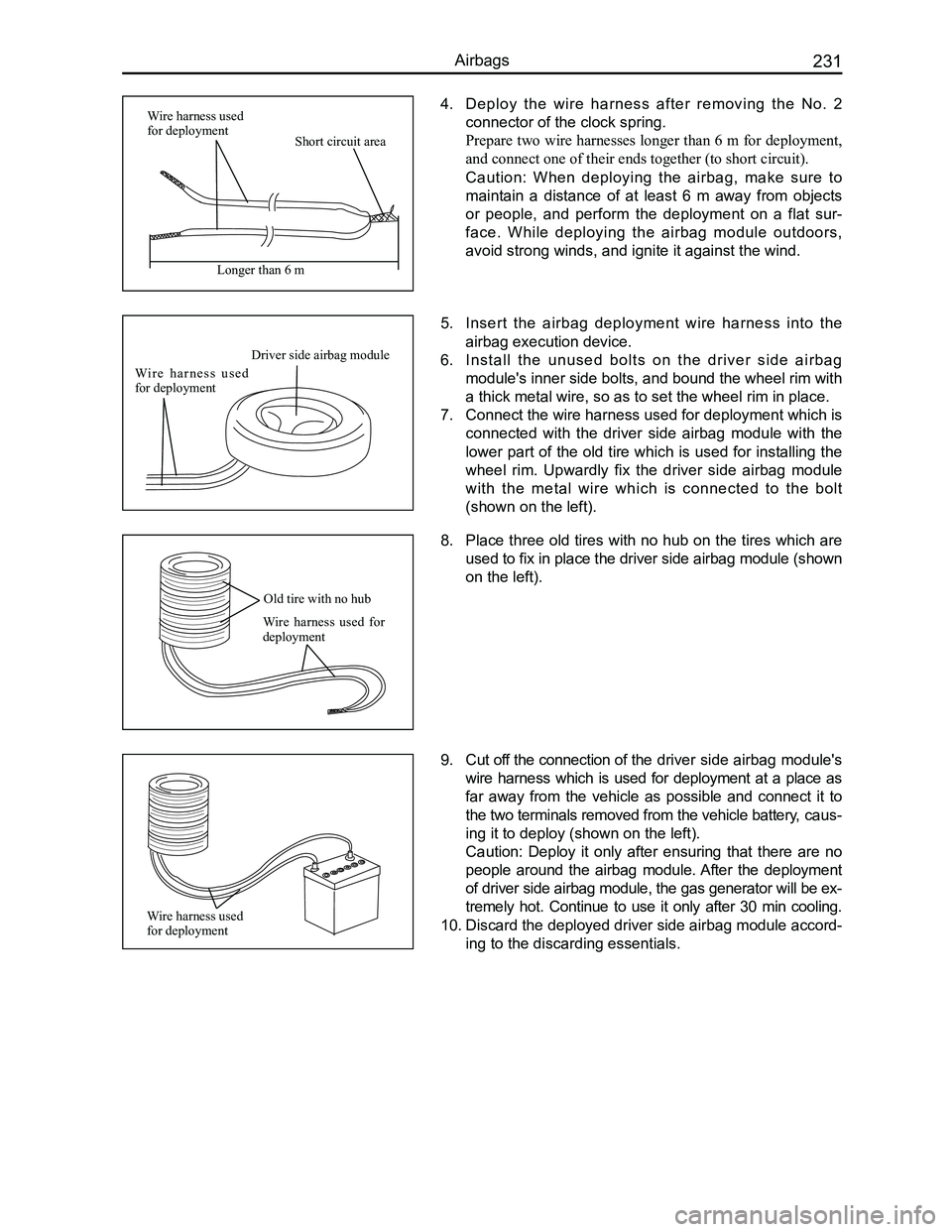 GREAT WALL FLORID 2008  Service Manual Downloaded from www.Manualslib.com manuals search engine 231Airbags
Driver side airbag module
Wi r e   h a r n e s s   u s e d for deployment
Old tire with no hub
Wire  harness  used  for deployment
W
