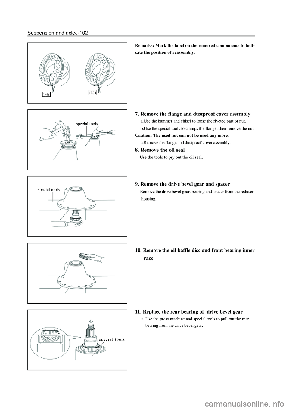 GREAT WALL HOVER 2006 Service Repair Manual Remarks: Mark the label on the removed components to indi-
cate the position of reassembly.
7. Remove the flange and dustproof cover assembly
a.Use the hammer and chisel to loose the riveted part of n GREAT WALL HOVER 2006 Service Repair Manual Remarks: Mark the label on the removed components to indi-
cate the position of reassembly.
7. Remove the flange and dustproof cover assembly
a.Use the hammer and chisel to loose the riveted part of n