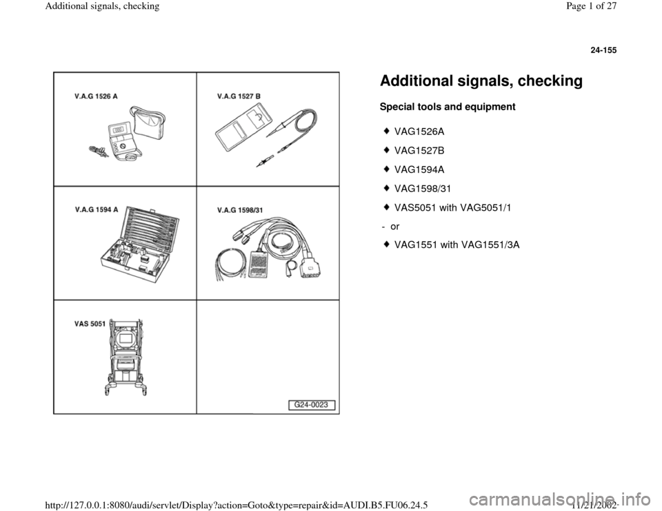 AUDI A3 1997 8L / 1.G ATW Engine Additional Signals Workshop Manual 