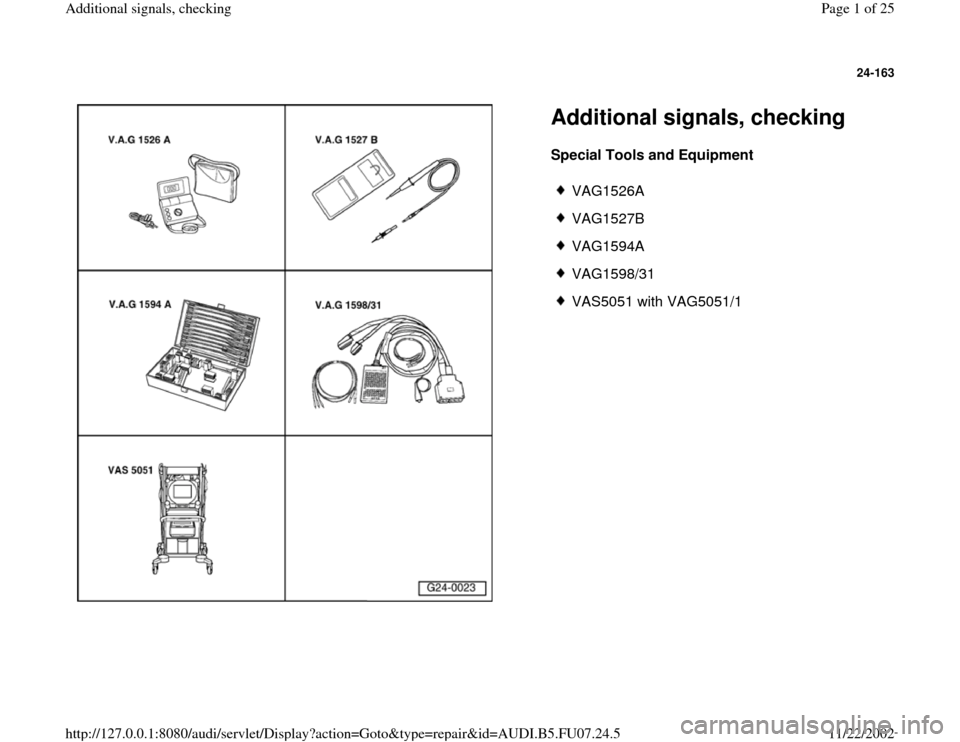 AUDI A4 1998 B5 / 1.G AWM Engine Additional Signals Checking Workshop Manual 