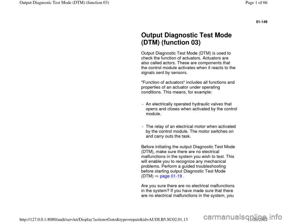 AUDI A4 1999 B5 / 1.G Brakes Output DTM 03 Workshop Manual 