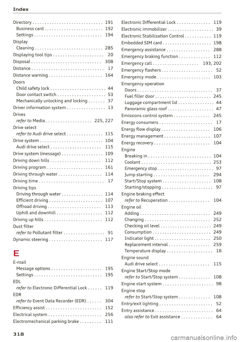 AUDI Q5 2021 Owner´s Manual Index
Diteetor yess 6 s cscaves ws sacewes v6 aneims v © sxeams 6 0 191
Business card... 6... eee eee eee 192
SCttinGSanww + wuwn x 3 mee ee ReUeE SE eee & 194
Display
Cleaning’s « «se AUDI Q5 2021 Owner´s Manual Index
Diteetor yess 6 s cscaves ws sacewes v6 aneims v © sxeams 6 0 191
Business card... 6... eee eee eee 192
SCttinGSanww + wuwn x 3 mee ee ReUeE SE eee & 194
Display
Cleaning’s « «se