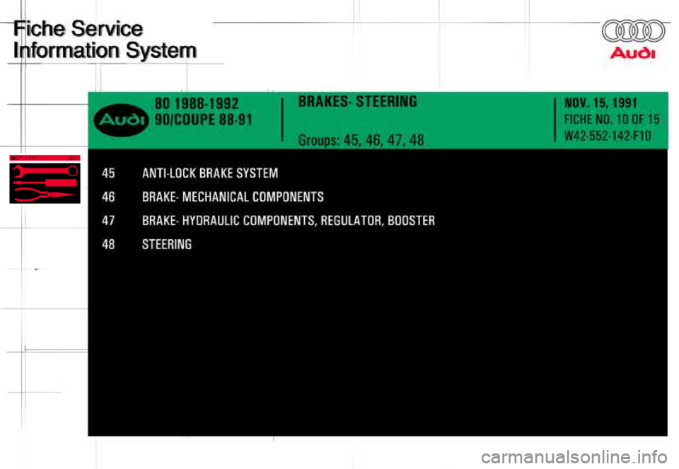 AUDI 80 90 COUPE 1988 Service User Guide AUDI 80 90 COUPE 1988 Service User Guide