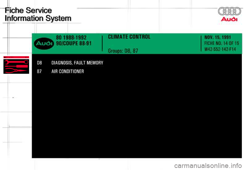 AUDI 80 90 COUPE 1988 Service User Guide AUDI 80 90 COUPE 1988 Service User Guide