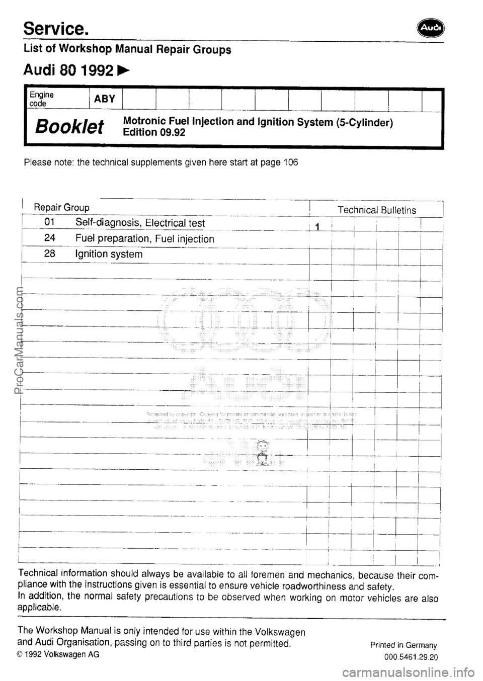 AUDI 80 1992  Workshop Manual ProCarManuals.com 