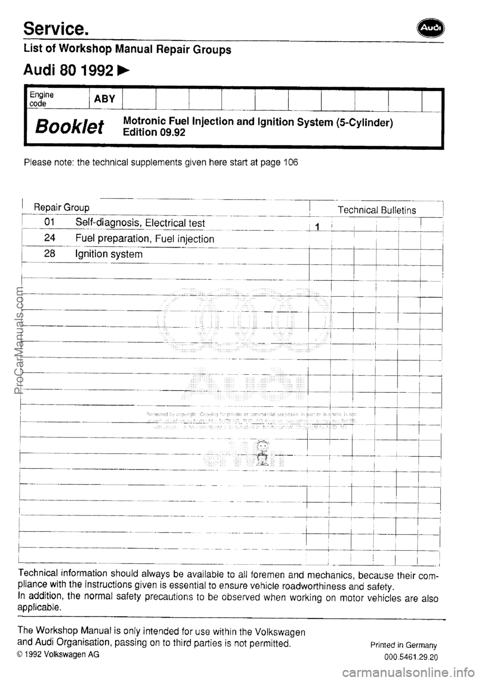AUDI 80 1992 Workshop Manual ProCarManuals.com AUDI 80 1992 Workshop Manual ProCarManuals.com