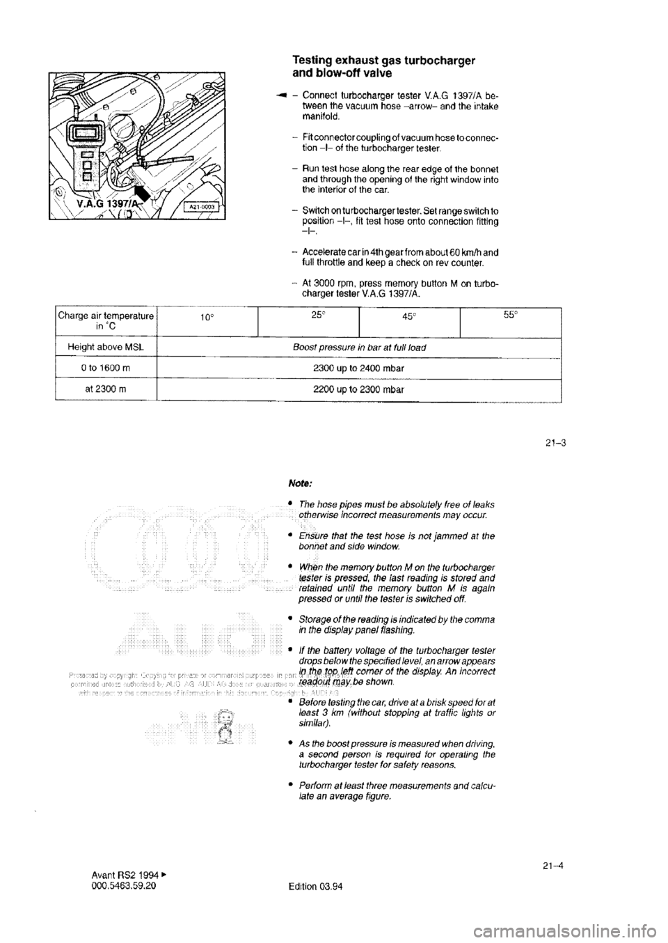 AUDI RS2 1994 Owners Guide 