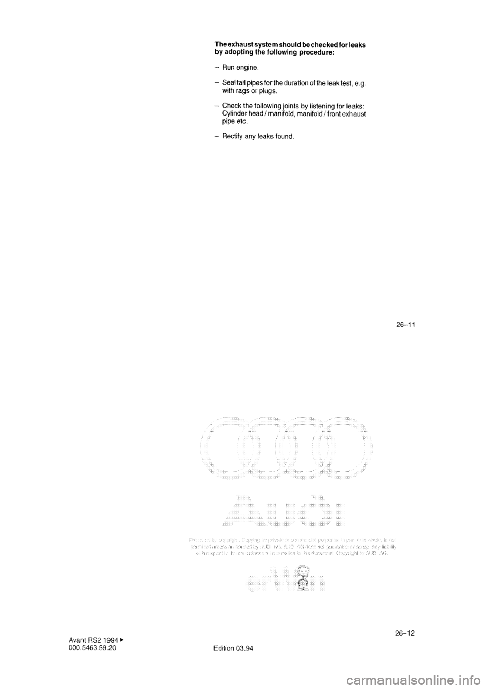 AUDI RS2 1994 Service Manual 