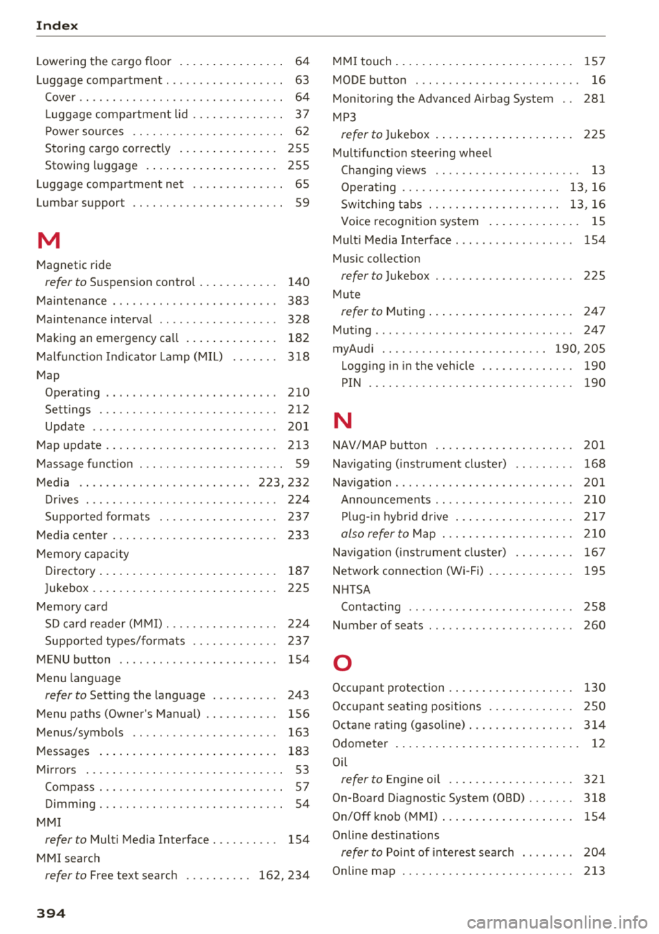 AUDI A3 SEDAN 2018  Owners Manual Index 
Lowering  the  cargo  floor  . . . . .  . . .  . .  . .  . . . .  64 
L uggage  compartment  . . . . . . . . . . . . . . . .  . . 
63 
Cover .... .. .. .. ............. .... .. ..  64 
L uggage