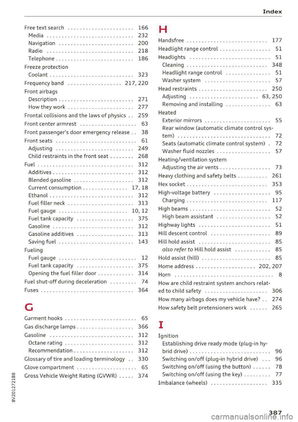AUDI A3 SEDAN 2017 Owners Manual CXl CXl .... N ,.__
N .... 0 N > 00
Index
Free text search . . . . . . . . . . . . . . . . . . . . . . 166 H
Media ... .. .. ............... .. .... . 232
Navigation . . . . . . . AUDI A3 SEDAN 2017 Owners Manual CXl CXl .... N ,.__
N .... 0 N > 00
Index
Free text search . . . . . . . . . . . . . . . . . . . . . . 166 H
Media ... .. .. ............... .. .... . 232
Navigation . . . . . . .