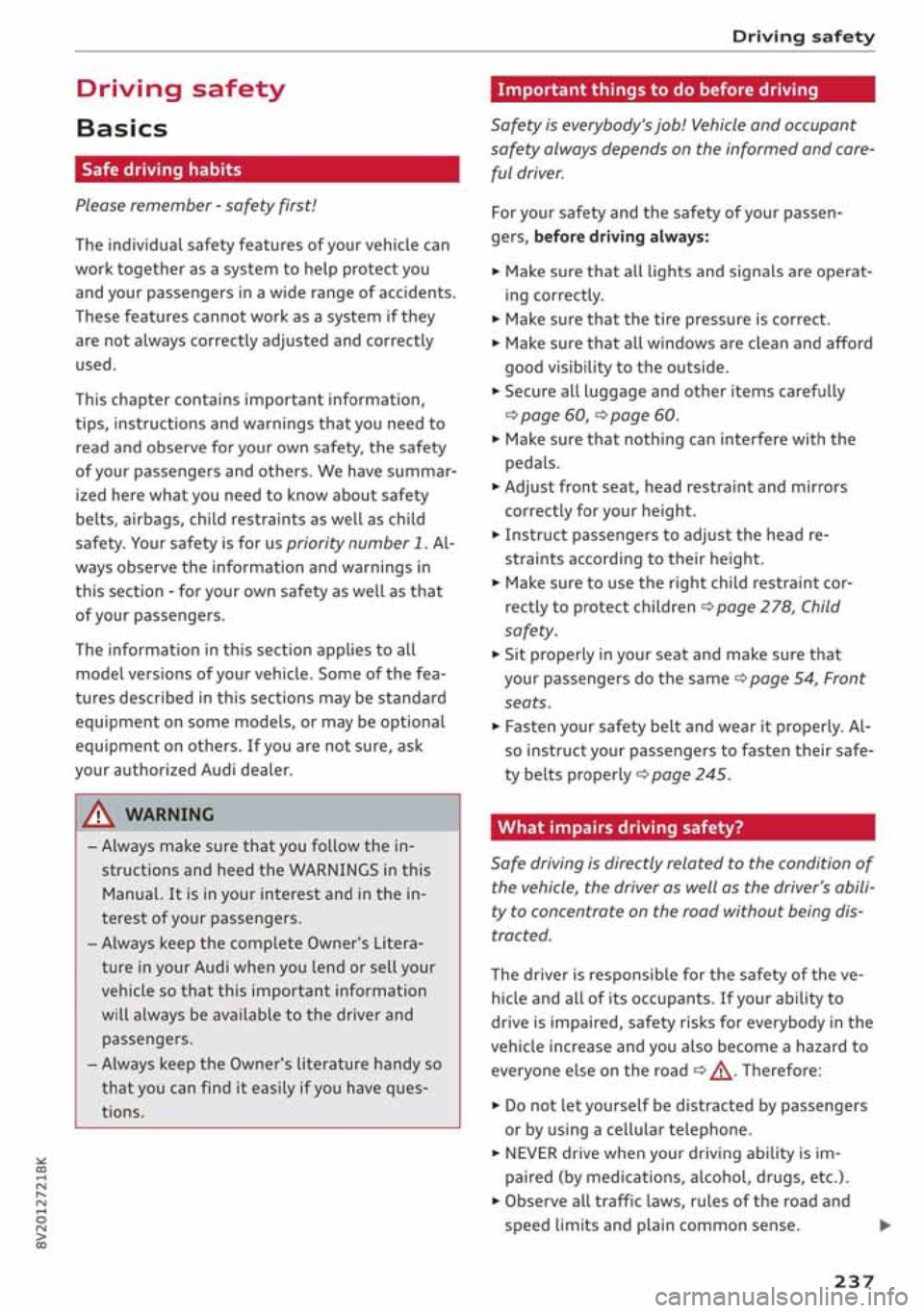 AUDI A3 SEDAN 2020 Owners Manual AUDI A3 SEDAN 2020 Owners Manual