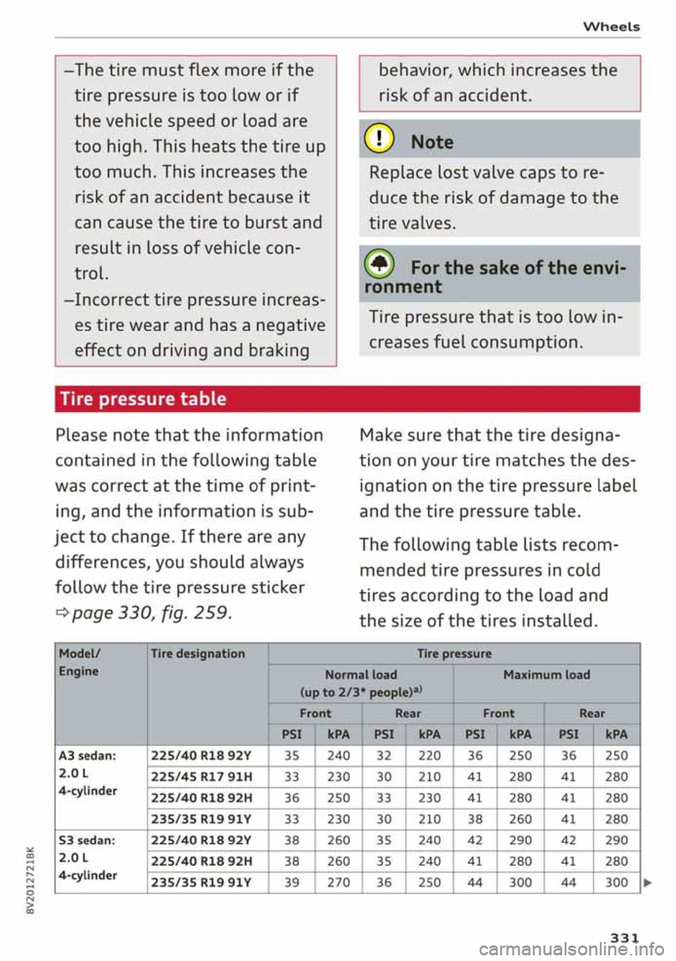 AUDI A3 SEDAN 2020 Owners Manual AUDI A3 SEDAN 2020 Owners Manual