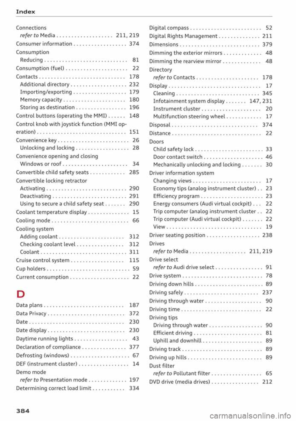 AUDI A3 SEDAN 2020 Owners Manual AUDI A3 SEDAN 2020 Owners Manual