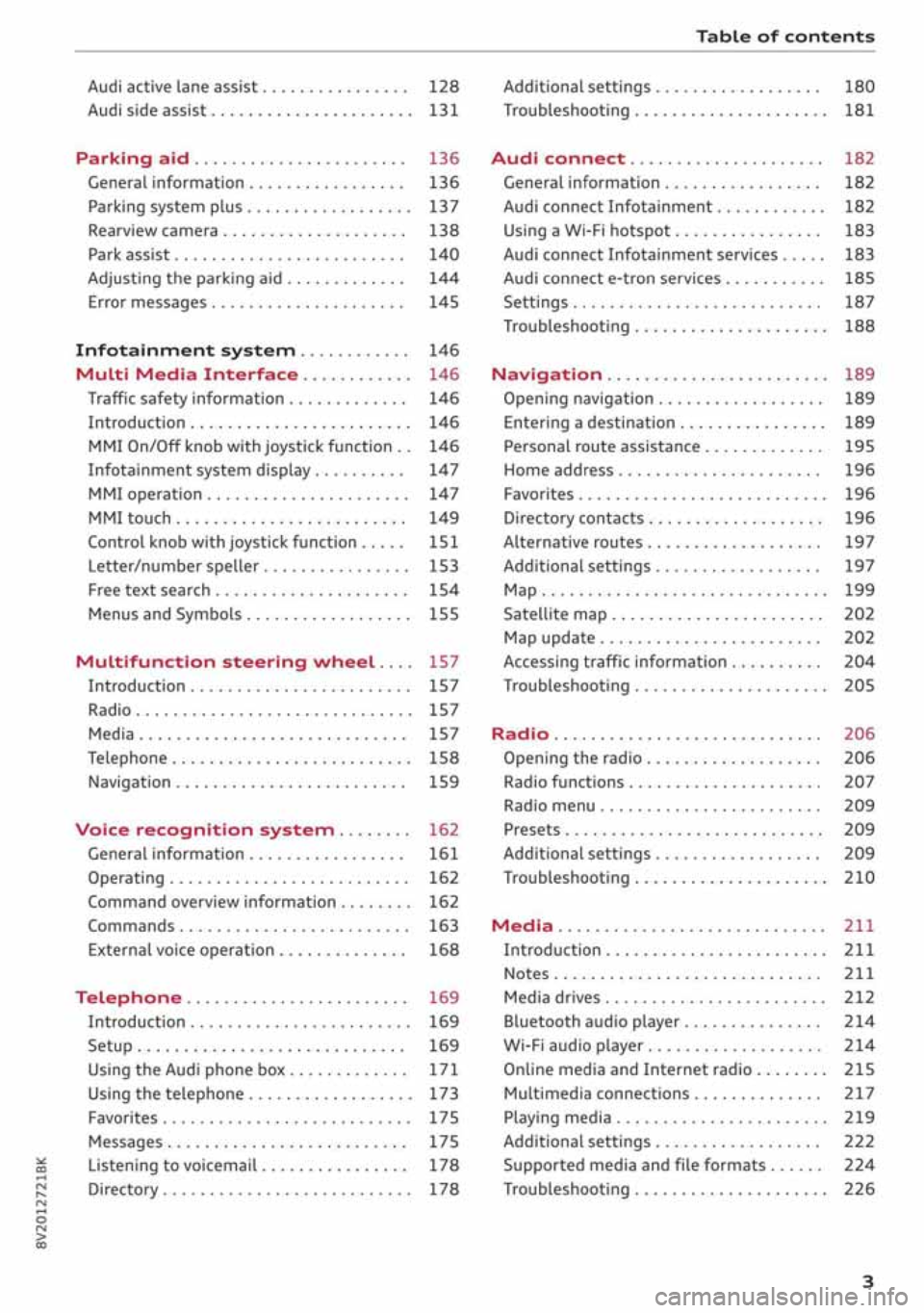 AUDI A3 SEDAN 2020 Owners Manual AUDI A3 SEDAN 2020 Owners Manual