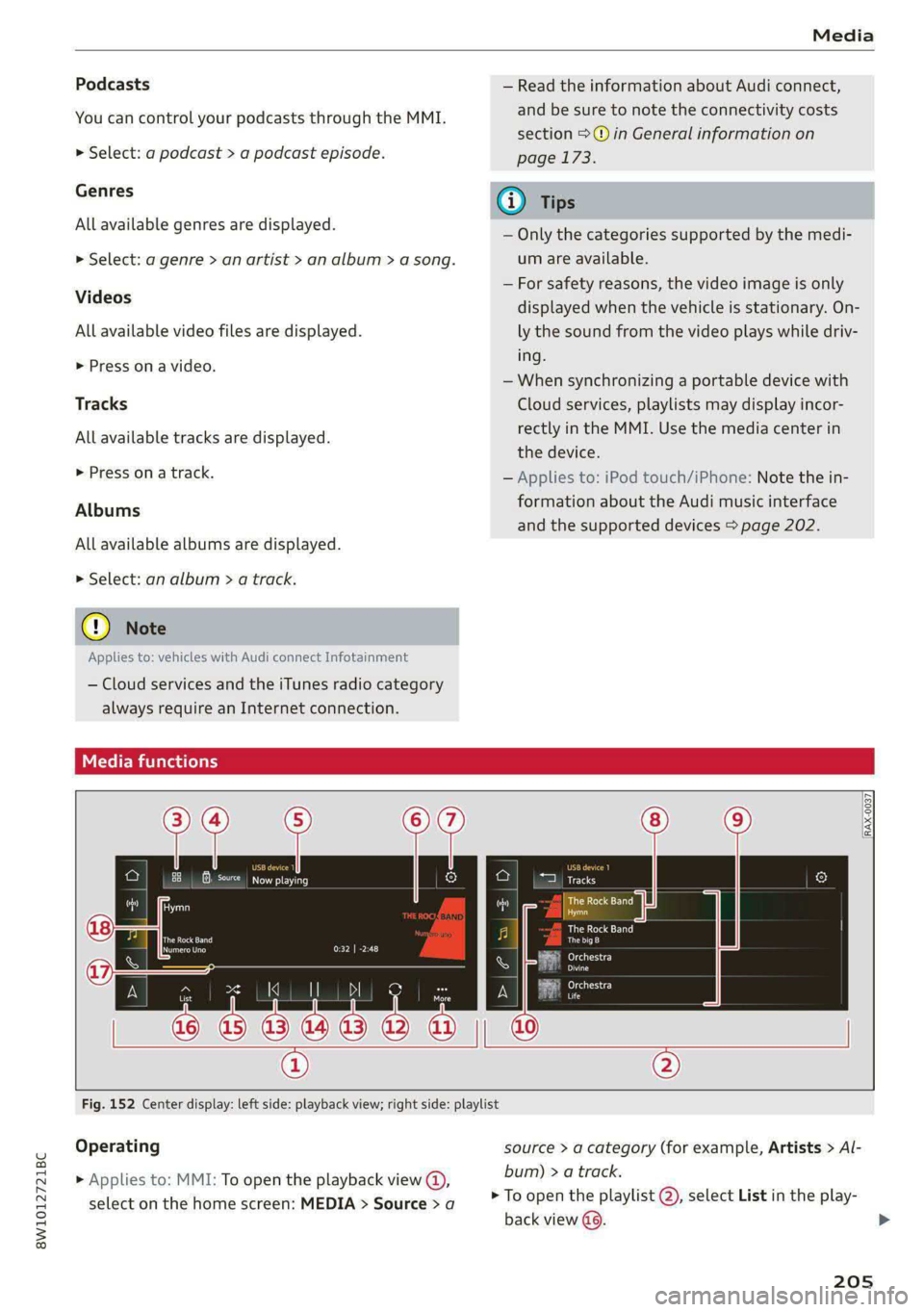AUDI S4 2021 Owners Manual 8W1012721BC
Media
Podcasts
You can control your podcasts through the MMI.
> Select: a podcast > a podcast episode.
Genres
All available genres are displayed.
>» Select: a genre > an artist AUDI S4 2021 Owners Manual 8W1012721BC
Media
Podcasts
You can control your podcasts through the MMI.
> Select: a podcast > a podcast episode.
Genres
All available genres are displayed.
>» Select: a genre > an artist