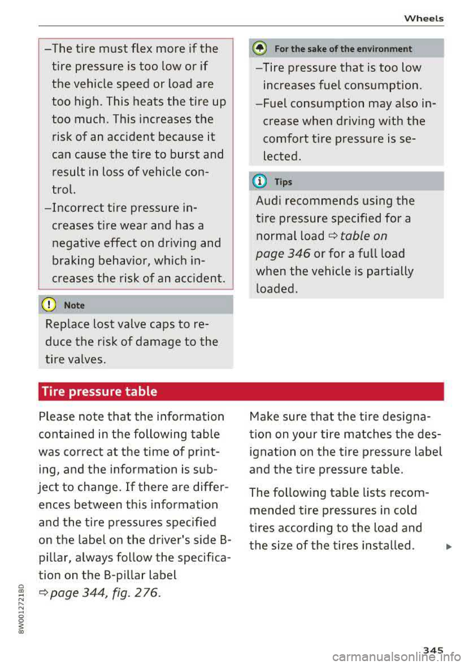 AUDI A4 2018 Owners Manual 0 C0 .-< N ,... N .-< 0
~ a:,
-The tire must flex more if the
tire pressure is too low or if
the vehicle speed or load are
too high. This heats the tire up
too much . This AUDI A4 2018 Owners Manual 0 C0 .-< N ,... N .-< 0
~ a:,
-The tire must flex more if the
tire pressure is too low or if
the vehicle speed or load are
too high. This heats the tire up
too much . This