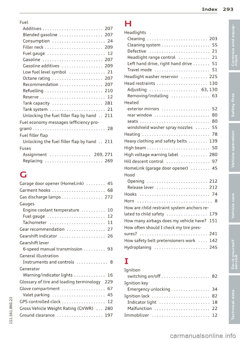 AUDI A4 2015 Workshop Manual _______________________________ ___:I~n ~d ~e:.::x 293
Fue l
Additives ... ..... ..... ... .. .. .. ... 207
Blended gasoline . ..... ... .. .. .. .. . 207
Consumpt ion . . . . . . . . . . . AUDI A4 2015 Workshop Manual _______________________________ ___:I~n ~d ~e:.::x 293
Fue l
Additives ... ..... ..... ... .. .. .. ... 207
Blended gasoline . ..... ... .. .. .. .. . 207
Consumpt ion . . . . . . . . . . .