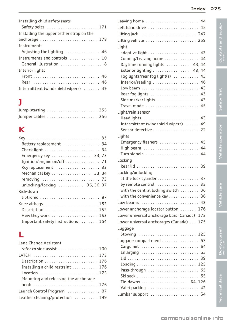 AUDI A5 COUPE 2014 Owners Manual Insta lling chi ld safety seats
Safety belts . . . . . . . . . . . . . . . . . . . . . .
171
Instal ling the upper tet he r st rap on the
anchorage . .. ............. .. .. .. ...
AUDI A5 COUPE 2014 Owners Manual Insta lling chi ld safety seats
Safety belts . . . . . . . . . . . . . . . . . . . . . .
171
Instal ling the upper tet he r st rap on the
anchorage . .. ............. .. .. .. ...