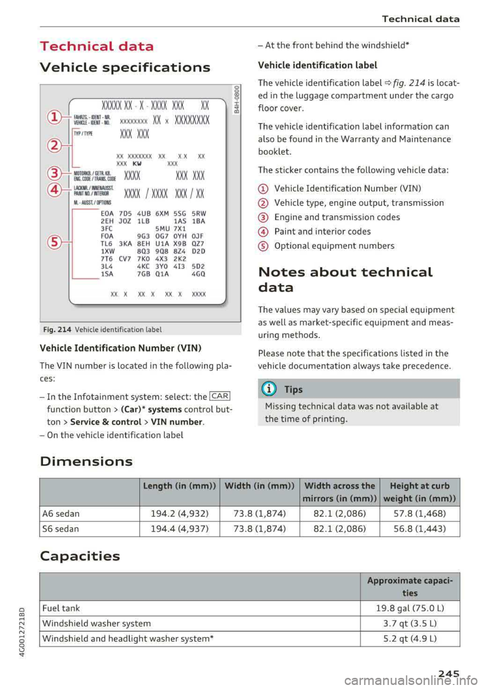 AUDI A6 2018 Owners Manual a co ,...,
N
" N ,...,
0 0 \,;J "<I
Technical data
Vehicle specifications
XXXXX XX -X -XXXX XXX XX
®-+ : ::::::. XXXXXXXX XX X XX XXX XXX
IYP /lffl XXX XXX
XX XXXXXXX XX X X XX
XXX K AUDI A6 2018 Owners Manual a co ,...,
N
" N ,...,
0 0 \,;J "<I
Technical data
Vehicle specifications
XXXXX XX -X -XXXX XXX XX
®-+ : ::::::. XXXXXXXX XX X XX XXX XXX
IYP /lffl XXX XXX
XX XXXXXXX XX X X XX
XXX K