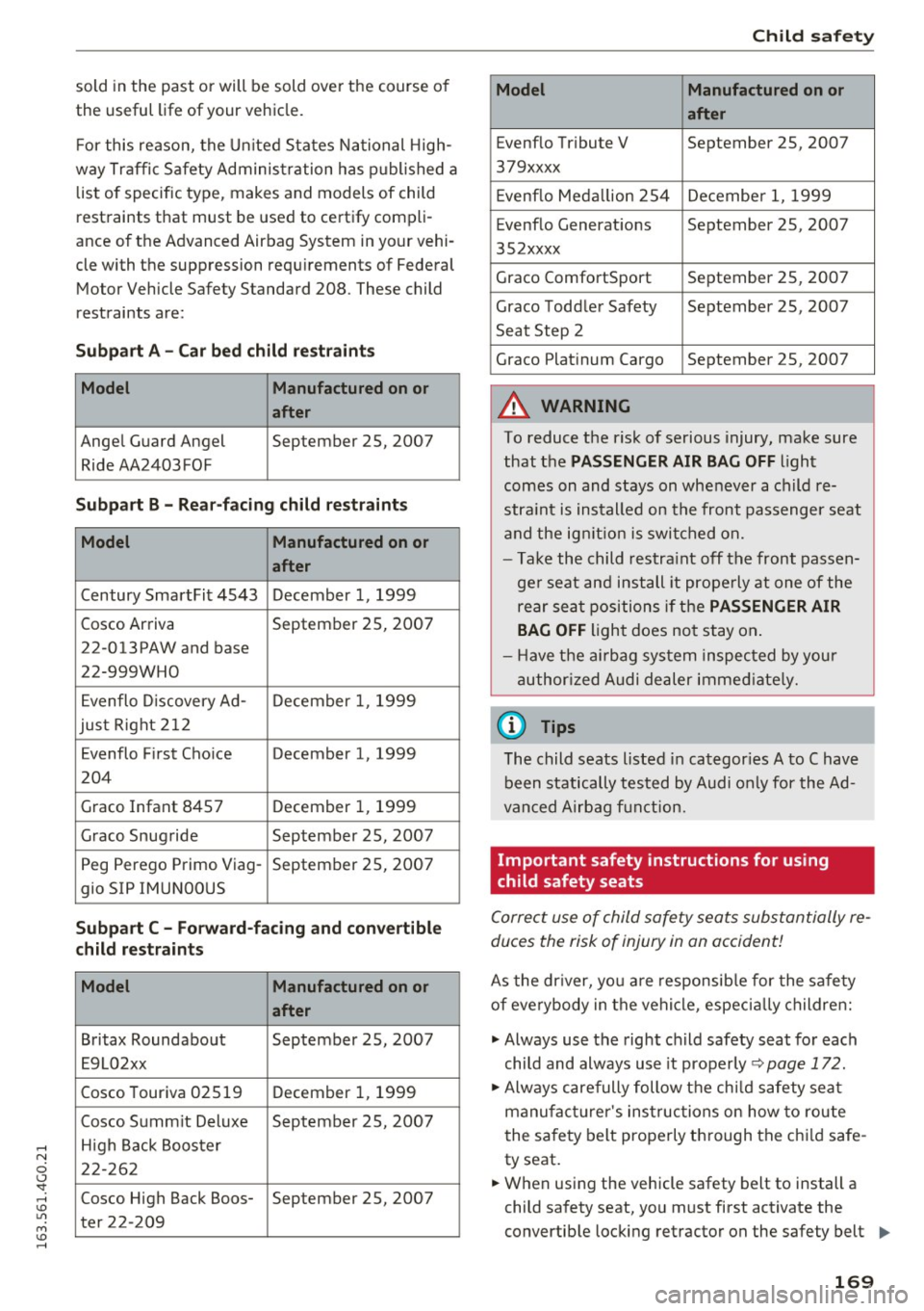 AUDI A6 2016  Owners Manual sold  in the  past  or will  be  sold  over  the  course  of 
the  useful  life  of  your  vehicle. 
F or  this  reason,  the  U nited  States  National  High­
way Traffic  Safety  Administration  ha
