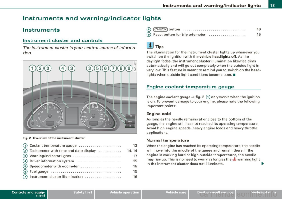 AUDI S6 2008  Owners Manual Instruments and warning /indicator  lights 
Instruments  and  warning/indicator  lights 
Instruments 
Instrument  cluster  and  controls 
The instrument  cluster  is  your  central  source  of  inform
