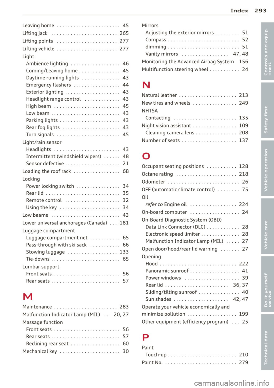 AUDI A8 2011 Service Manual _______________________________ I~ n~ d:::: e~x 293
Leaving home ... ... .... ... .. .. .. ... .
Lifting jack ....................... .
Lifting points 45
265
277
Lifting vehicle ...... AUDI A8 2011 Service Manual _______________________________ I~ n~ d:::: e~x 293
Leaving home ... ... .... ... .. .. .. ... .
Lifting jack ....................... .
Lifting points 45
265
277
Lifting vehicle ......