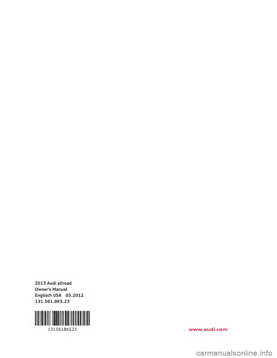 AUDI ALLROAD 2013 Owners Manual AUDI ALLROAD 2013 Owners Manual