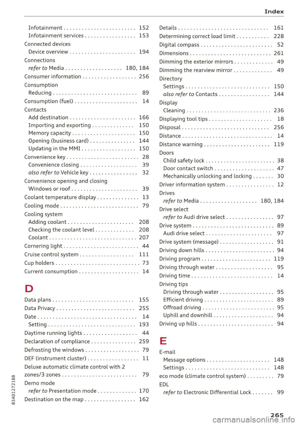AUDI Q3 2020 Owners Manual 83A012721BB
Infotainment... «ccc eo esc waver ov ome 152
Infotainment services............0000- 153
Connected devices
Device overview ....... cee e eens 194
Connections
referto Media........ AUDI Q3 2020 Owners Manual 83A012721BB
Infotainment... «ccc eo esc waver ov ome 152
Infotainment services............0000- 153
Connected devices
Device overview ....... cee e eens 194
Connections
referto Media........