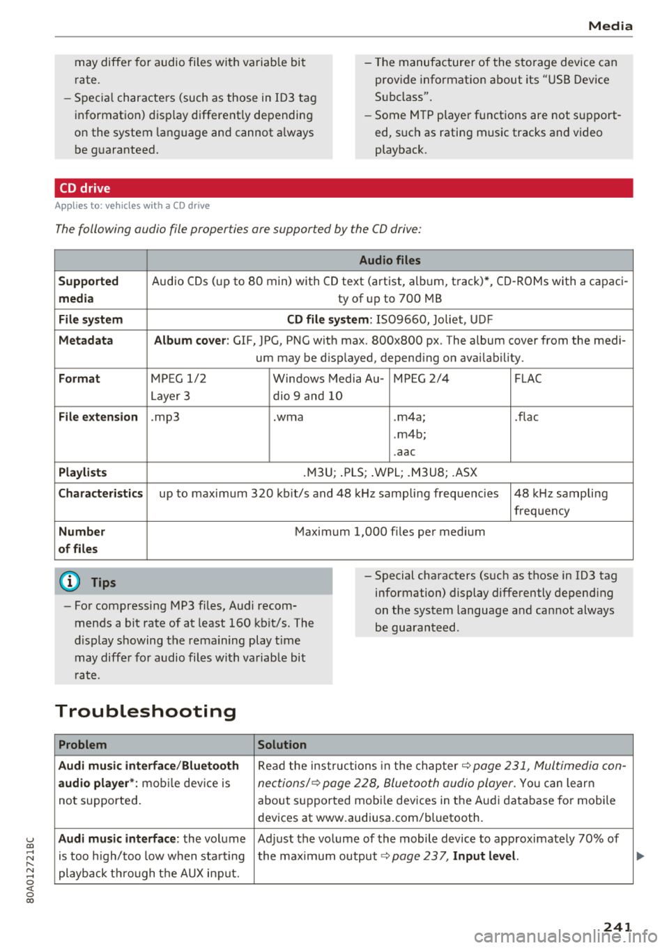 AUDI Q5 2018 Owners Manual u co ..... N ,..._
N ..... 0 <( 0 00
Media
may diffe r for audio files wi th variab le bi t
r ate. - Th
e manufac ture r of the s to ra g e device can
prov ide info rmat io n about its AUDI Q5 2018 Owners Manual u co ..... N ,..._
N ..... 0 <( 0 00
Media
may diffe r for audio files wi th variab le bi t
r ate. - Th
e manufac ture r of the s to ra g e device can
prov ide info rmat io n about its