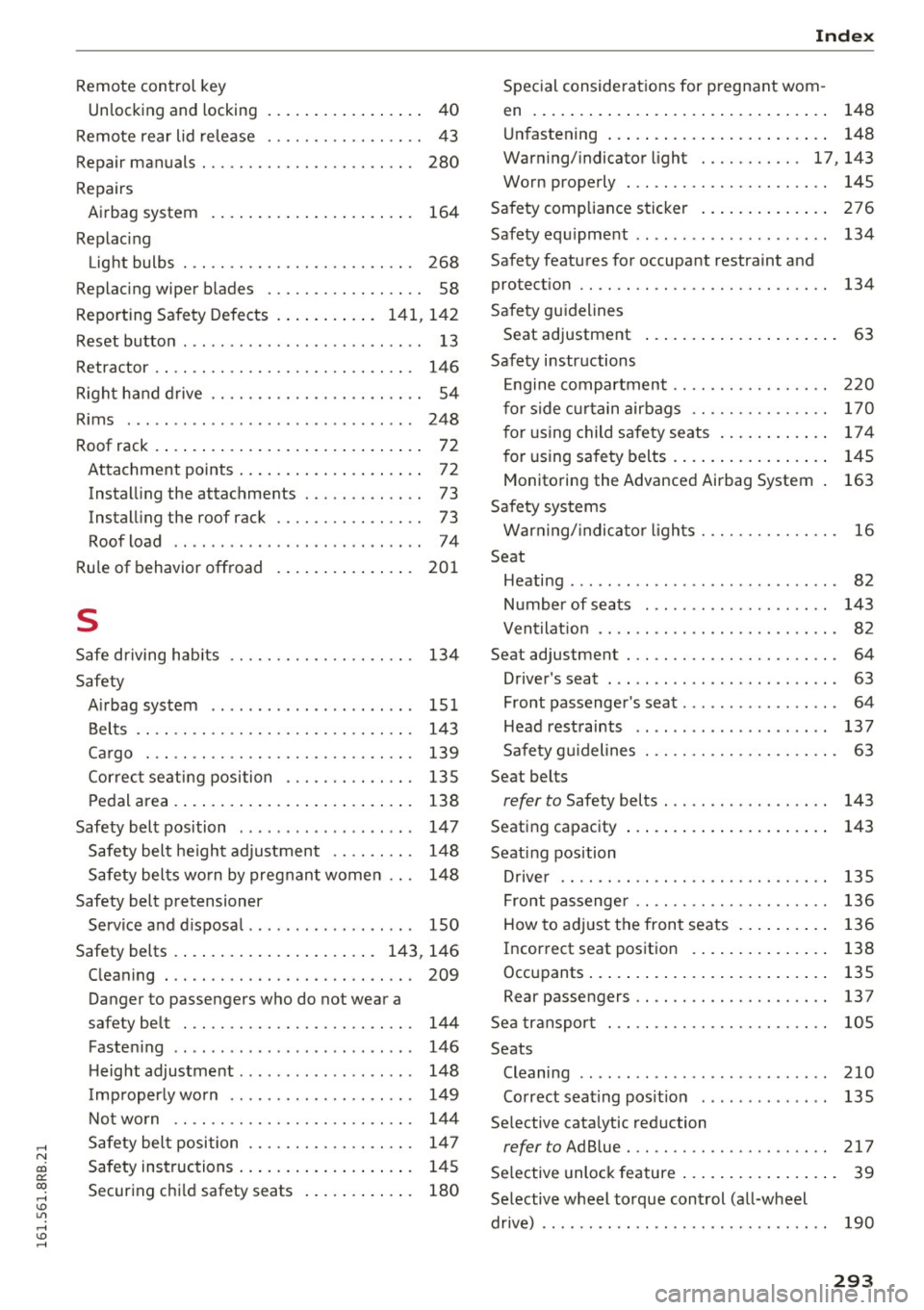 AUDI Q5 2016  Owners Manual ,...., 
N 
co 
er:: 
co 
,...., <J:) Lil ,...., <J:) ,...., 
Remote  control  key Unlocking  and  lock ing  .  . .  .  . . .  . .  . .  . .  . .  . . 
40 
Remote  rear  lid  release .  . .  . .  . .  