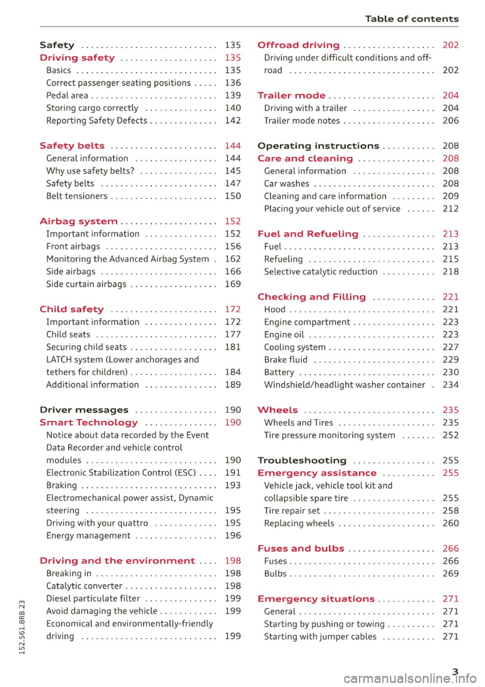 AUDI Q5 2015 Owners Manual M N
co
a:
co
,...., \!) 1.11
N 1.11 ,....,
Safety . . . . . . . . . . . . . . . . . . . . . . . . . . . . 135
Driving safety . . . . . . . . . . . . . . . . . . . . 135
Bas AUDI Q5 2015 Owners Manual M N
co
a:
co
,...., \!) 1.11
N 1.11 ,....,
Safety . . . . . . . . . . . . . . . . . . . . . . . . . . . . 135
Driving safety . . . . . . . . . . . . . . . . . . . . 135
Bas