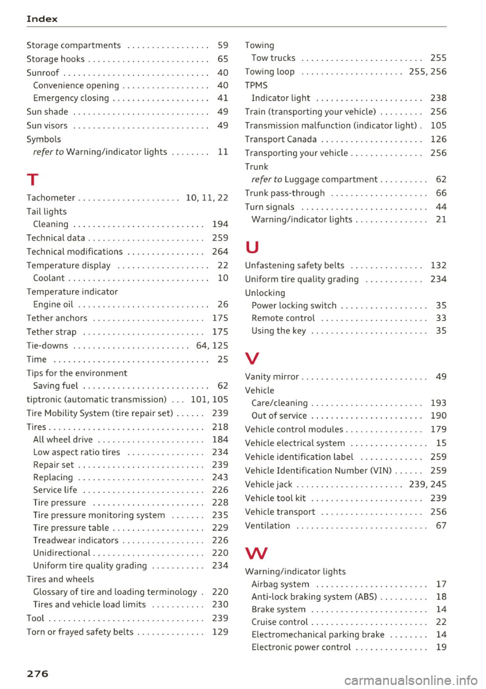 AUDI RS7 SPORTBACK 2016 Owners Manual Index
Storage compartments . . . . . . . . . . . . . . . . . 59
Sto rage hooks . . . . . . . . . . . . . . . . . . . . . . . . . 65
Sunroof . . . . . . . . . . . . . . . . . . . . AUDI RS7 SPORTBACK 2016 Owners Manual Index
Storage compartments . . . . . . . . . . . . . . . . . 59
Sto rage hooks . . . . . . . . . . . . . . . . . . . . . . . . . 65
Sunroof . . . . . . . . . . . . . . . . . . . .
