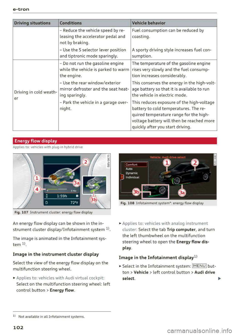 AUDI S3 SEDAN 2017 Owners Manual e-tron
Driving situations Conditions Vehicle behavior
- Reduce the vehicle speed by re- Fuel consumption can be reduced by
leasing the accelerator peda l and coasting .
not by braki AUDI S3 SEDAN 2017 Owners Manual e-tron
Driving situations Conditions Vehicle behavior
- Reduce the vehicle speed by re- Fuel consumption can be reduced by
leasing the accelerator peda l and coasting .
not by braki