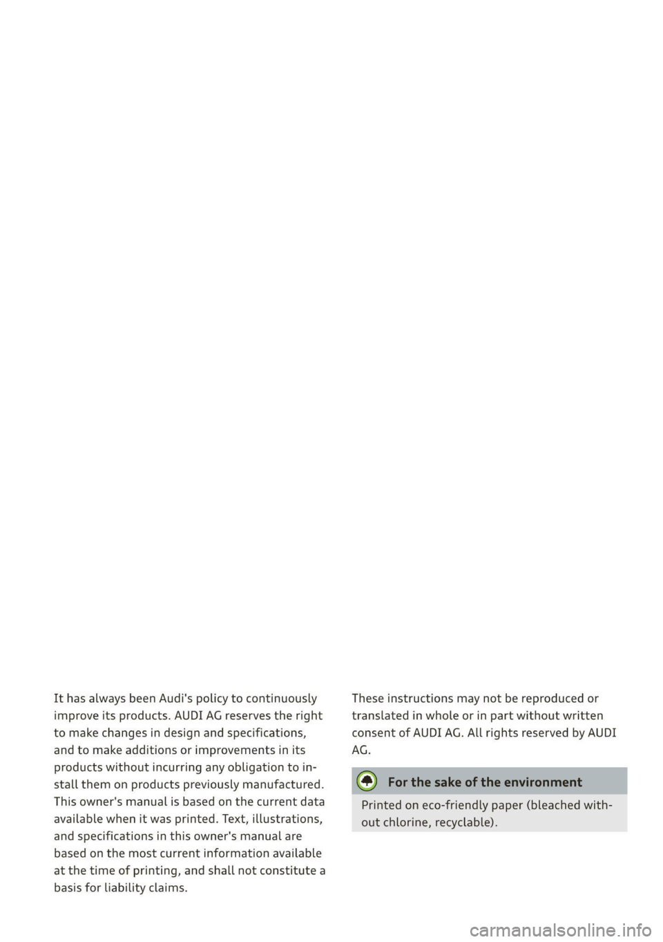 AUDI TT COUPE 2020 Owners Manual It has always been Audi's policy to continuously
improve its products. AUDI AG reserves the right
to make changes in design and specifications,
and to make additions or improvements in its
pro AUDI TT COUPE 2020 Owners Manual It has always been Audi's policy to continuously
improve its products. AUDI AG reserves the right
to make changes in design and specifications,
and to make additions or improvements in its
pro