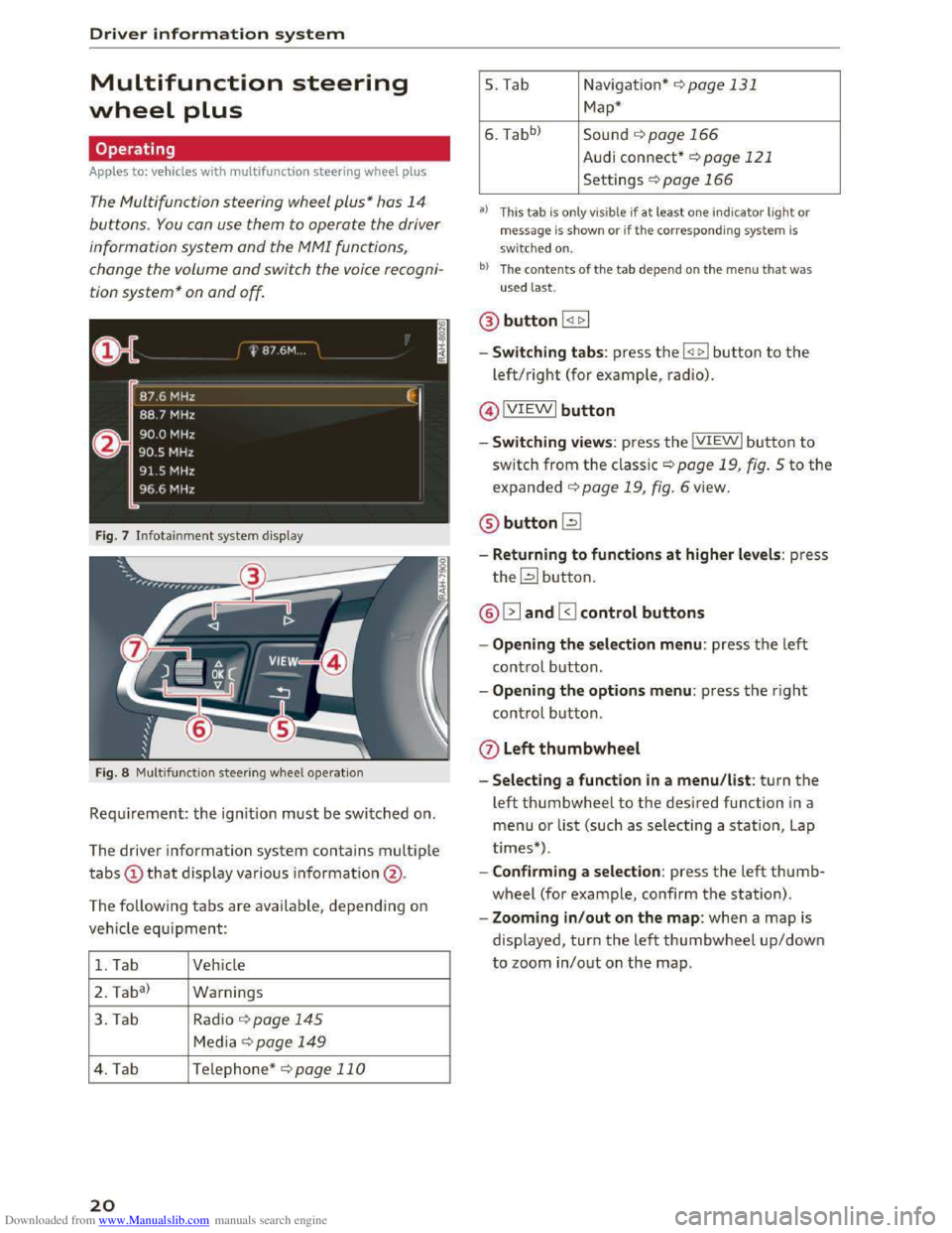 AUDI TT COUPE 2016 Owners Manual Downloaded from www.Manualslib.com manuals search engine Driver information system 
Multifunction steering 
wheel plus 
Operating 
Apples to: vehicles  with multifunction steering wheel plus 
The Mult