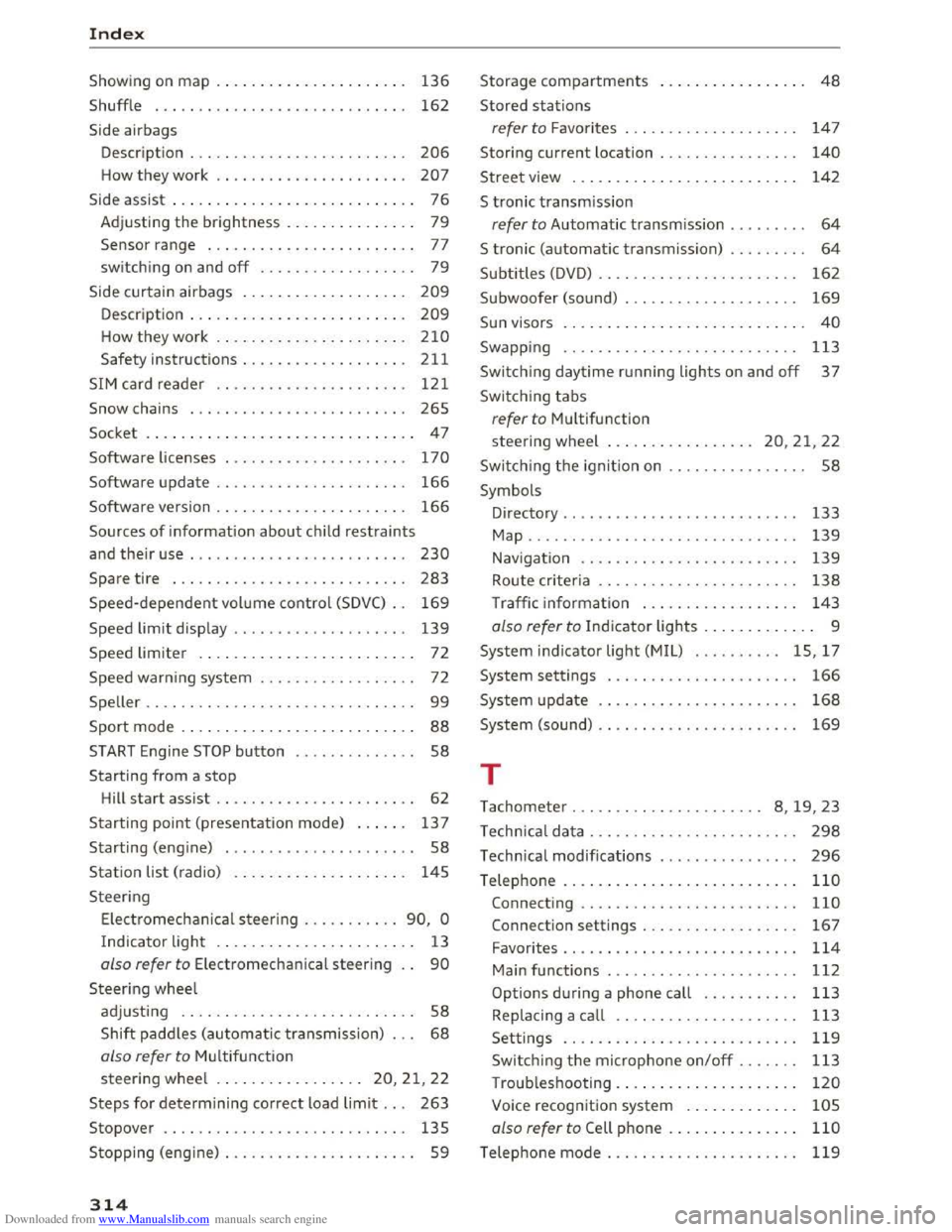 AUDI TT COUPE 2016 Owners Guide Downloaded from www.Manualslib.com manuals search engine Index
Showing on map . . . . . . . . . . . . . . . . . . . . . . 136
Shuffle . . . . . . . . . . . . . . . . . . . . . . . . . . AUDI TT COUPE 2016 Owners Guide Downloaded from www.Manualslib.com manuals search engine Index
Showing on map . . . . . . . . . . . . . . . . . . . . . . 136
Shuffle . . . . . . . . . . . . . . . . . . . . . . . . . .